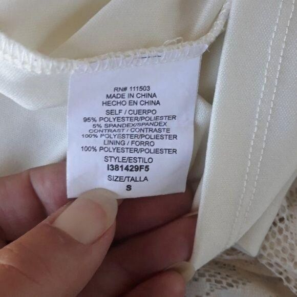 As U Wish Dress Boho Peasant Lace Mini Lined Maxi Racerback Cream Sz S - Picture 9 of 9